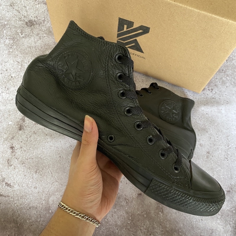 [SIZE 45] Converse CTAS Hi Monoblack Leather / Kulit 100% Original