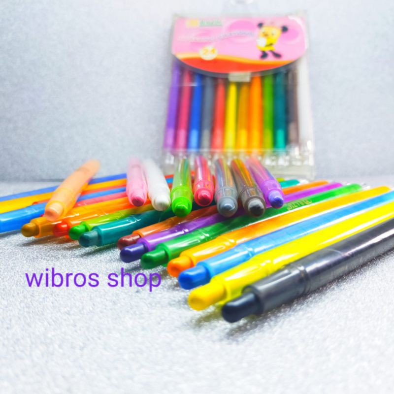 

Twist Oil pastel crayon putar Bazic 24 warna panjang original