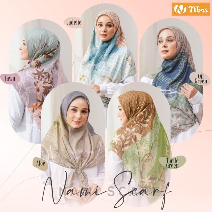 NAMI SCARF ORIGINAL BY NIBRAS HIJAB SEGIEMPAT PARIS PREMIUM VOAL MOTIF KATUN KERUDUNG SQUARE WARNA J