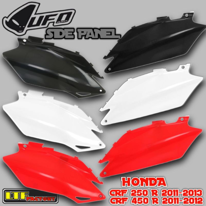 HONDA CRF 250 450 R 2011 2012 2013 - UFO Side Panel Cover Body Samping Sayap Belakang Set Trail Motocross Original - Hitam Merah Putih