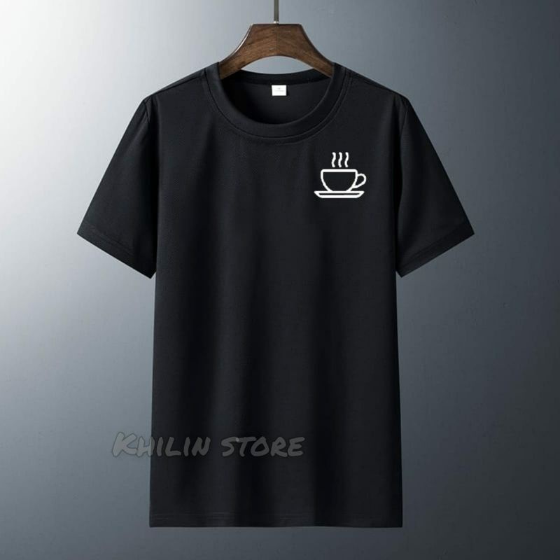 Kaos distro pria lengan pendek baju atasan pria Secangkir kopi Tshirt lelaki Cod