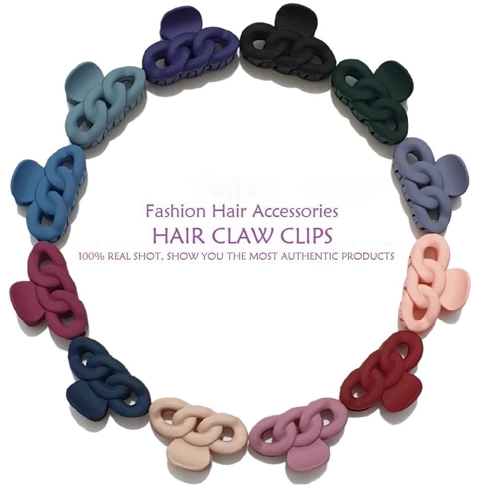 Jedai Doff 7cm Pilih Warna Jepit Rambut Matte Motif Rantai Jepit Ponytail Chain Hair Claw Clips