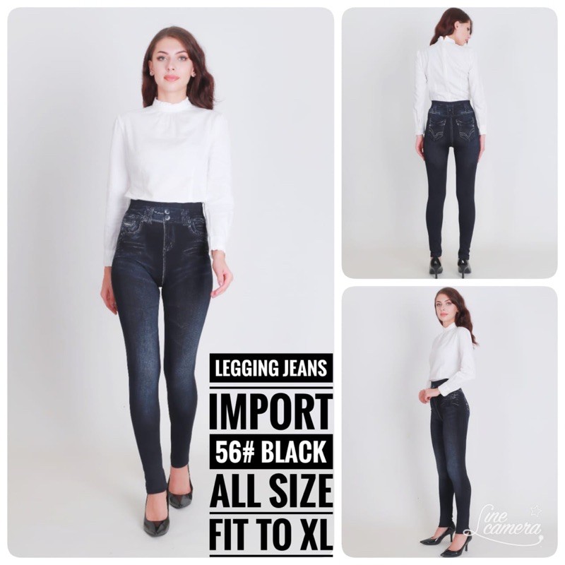 JC- Legging Jeans Import / legging wanita Korea terbaru / legging Model sobek Import