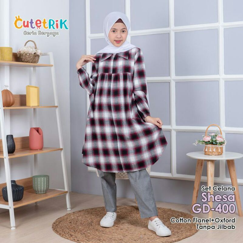 Setelan celana tunik anak cewek katun Shesa by cutetrik