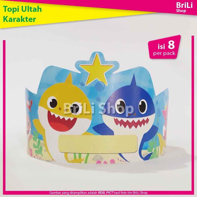 Topi Ulang Tahun Anak Karakter Baby Shark Mahkota Lingkar Pesta Ultah Baby Shake