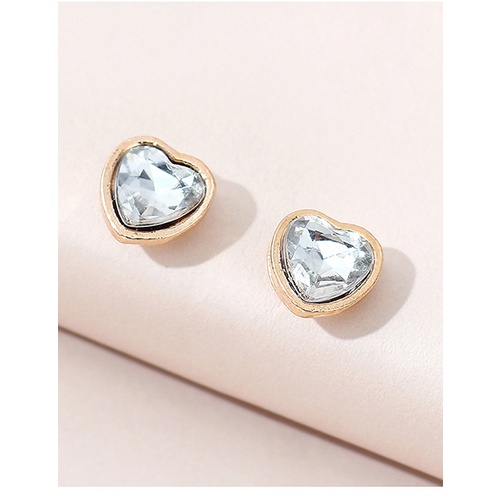 LRC Anting Set Fashion Color Mixing Diamond Heart Geometric Y65249