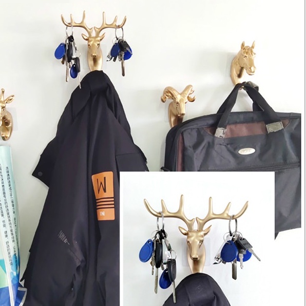 Gantungan Baju IAMPRETTY Gantungan Dinding Wall Hanging Hook Antlers Head - RY-92401 Warna Gold dan hitam Gantungan jaket kunci tas kalung jam belakang pintu atau gantungan dinding bagus unik antik retro jadul koleksi barang antik