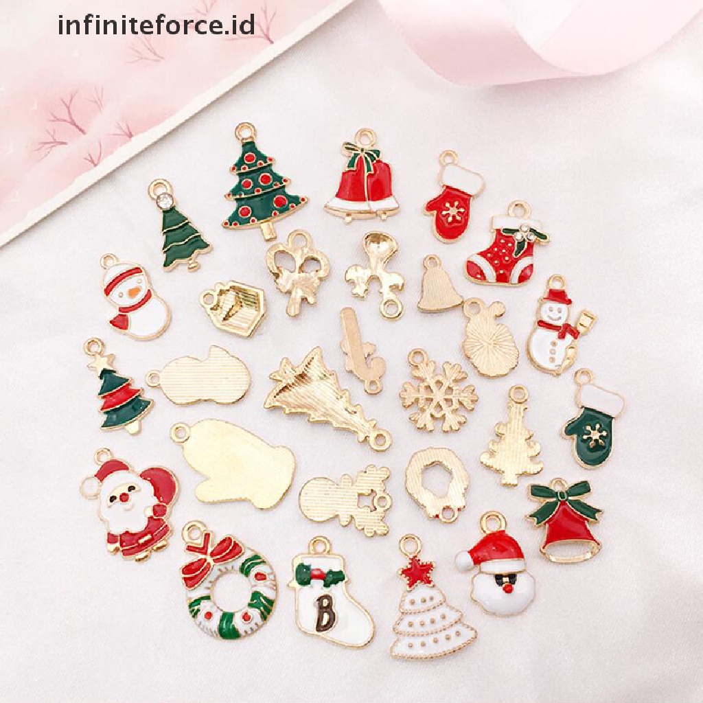 38pcs / set Liontin Enamel Desain Natal Untuk Membuat Perhiasan