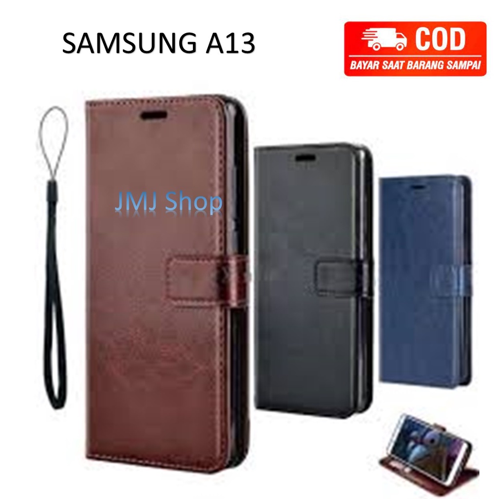 Flip Case SAMSUNG A13 Casing Kulit Hp buka tutup ada tempat kartu