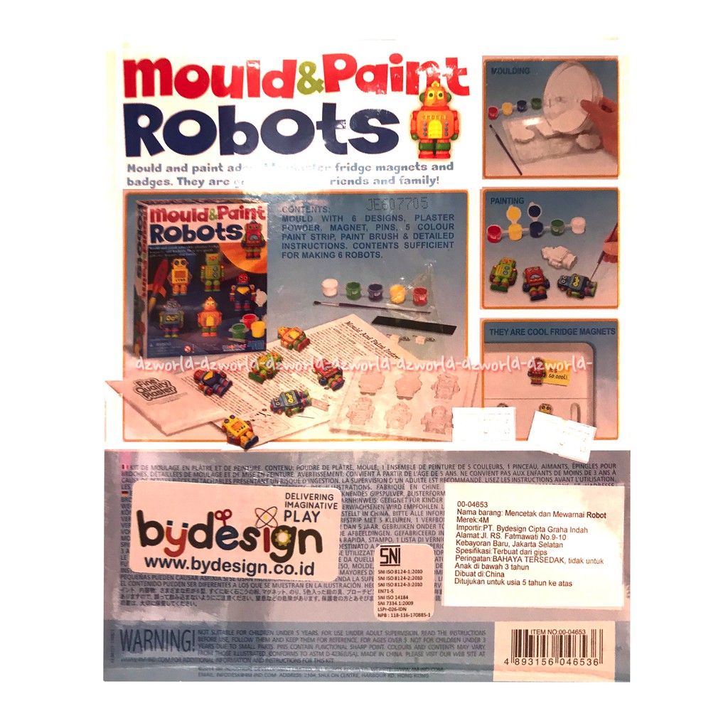 4M Mould &amp; Paint Robots Paket Mainan Membuat Stempel Robot