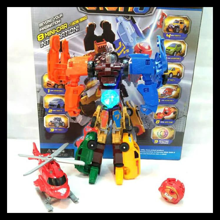 {BISA COD} Mainan Tobot GIGA 9 Besar Tobot Gabungan 9 Mobil Jadi 1 Robot Mainan Anak Cowok Giga 9
