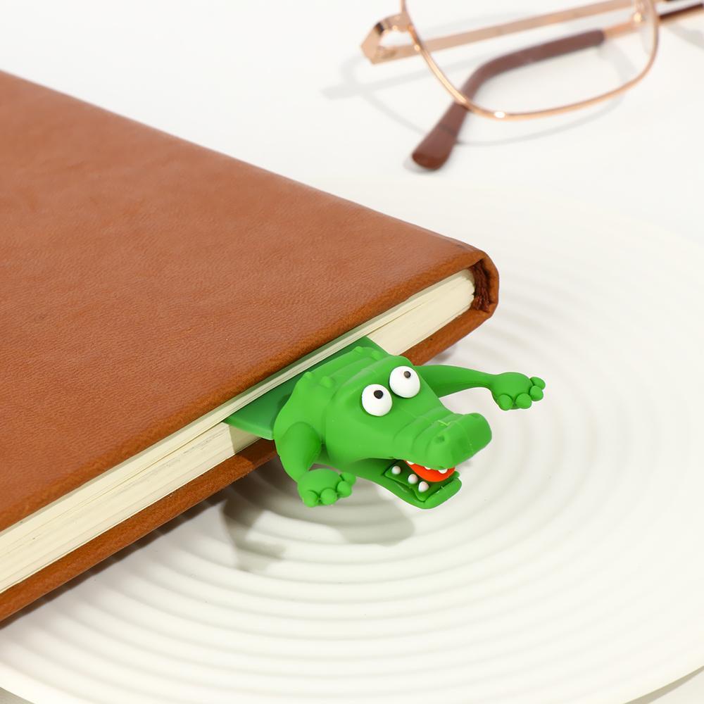 Preva 3D Bookmark Alat Tulis Hadiah Anak Crocodile PVC Bookmark Halaman Perlengkapan Sekolah