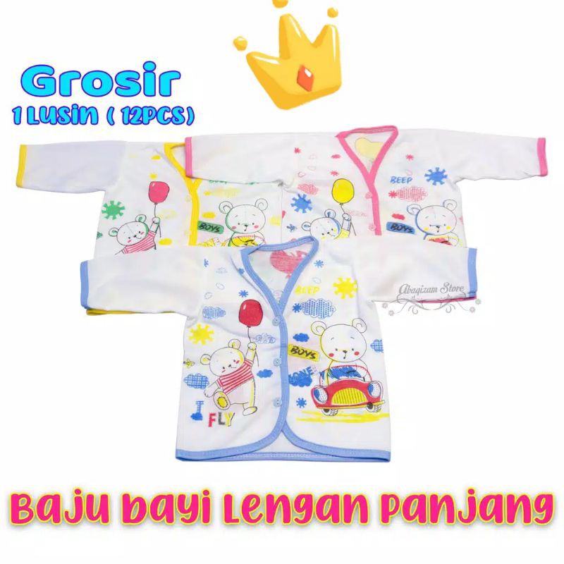 Grosir - 12Pcs baju bayi Lengan Panjang 1 Lusin