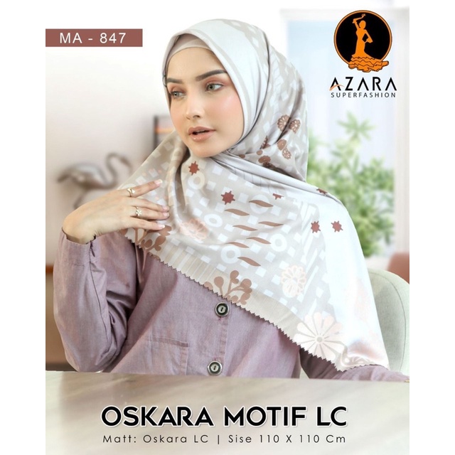 HIJAB SEGIEMPAT MOTIF POLYCOTTON LASERCUT AZARA SENORITA / Voal Oskara Motif Lc