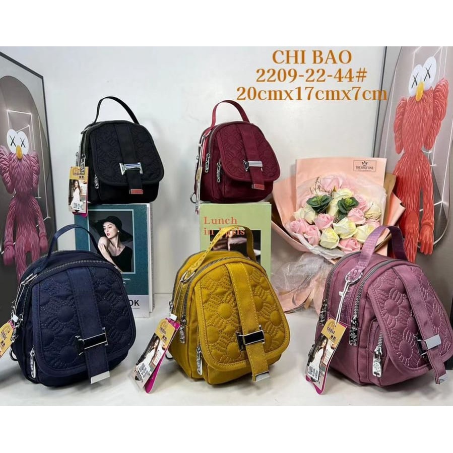 TAS WANITA ORI CHIBAO KANVAS BORDIR 3in1 Ransel Slempang Jinjing 4Sleting CB209 (2Tali)