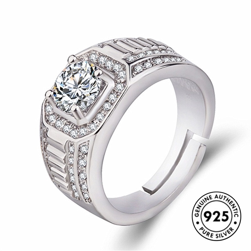 Cincin Berlian Bahan S925 Silver Untuk Pria