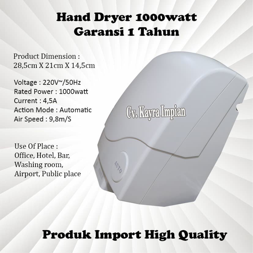 Hand Dryer 1000watt Pengering Tangan