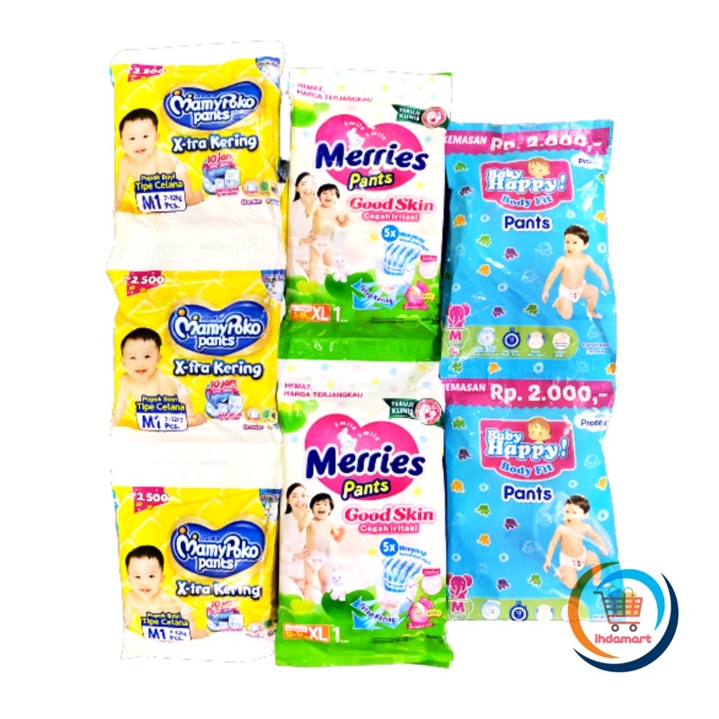 Mamy Poko Pants / Merries / Baby Happy Popok Bayi 1 Renceng