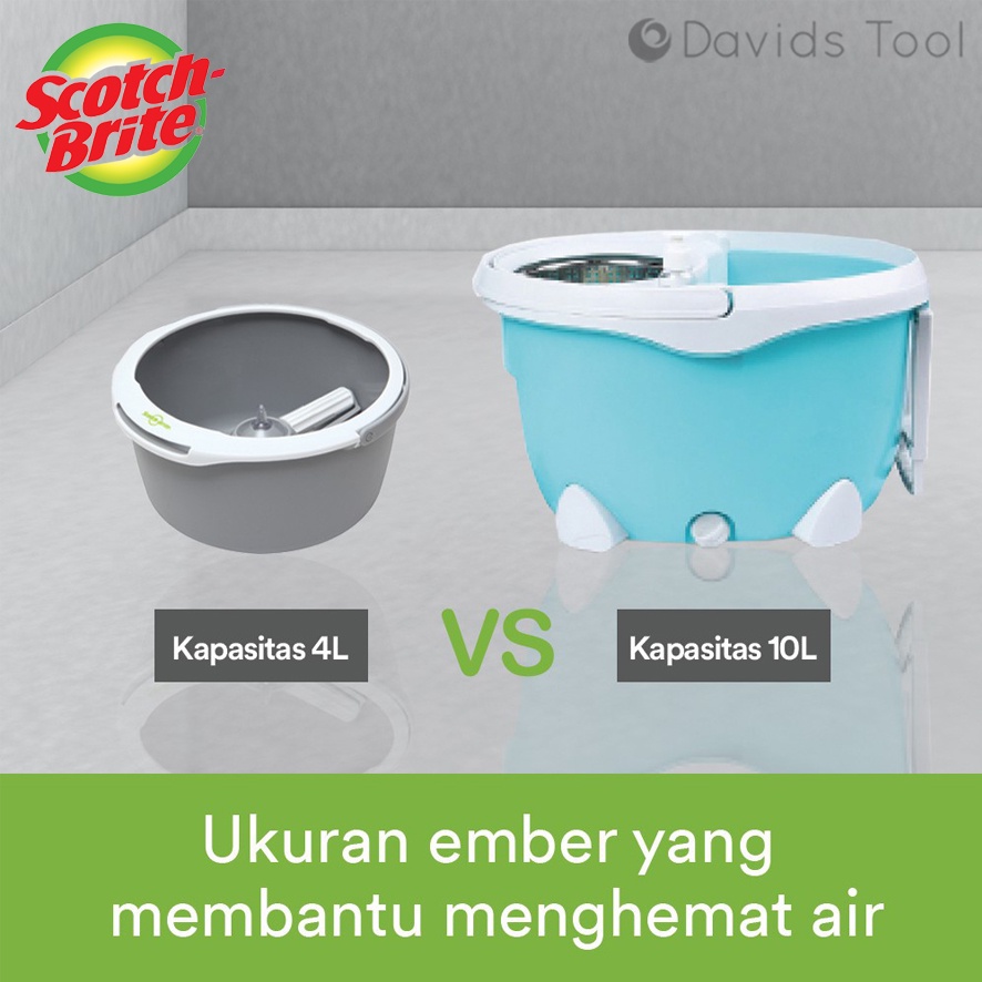 Scotch Brite Alat Pel Lantai Ultra Mop Putar Peras Praktis Otomatis Lap Gagang Spin Single Serbaguna IDT6