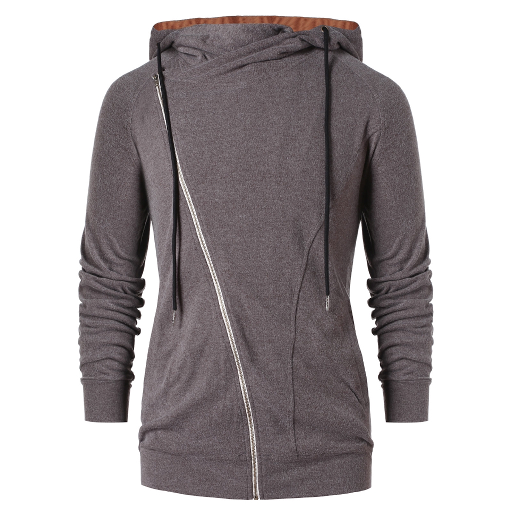 PROMO Asymmetric Zip Color Block Hoodie
