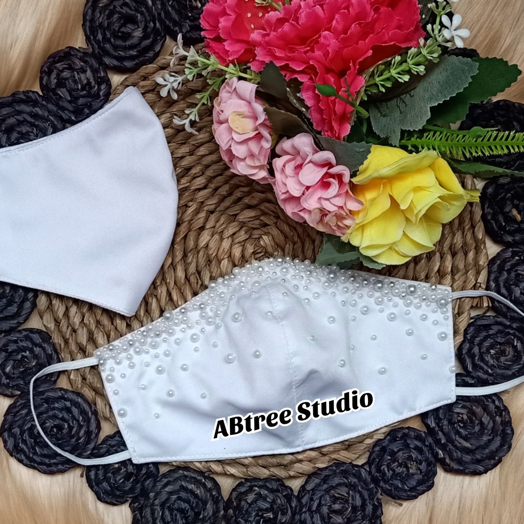 masker akad nikah sepasang couple set ijab wedding pengantin premium dg hiasan mutiara RAPI &amp; HALUS