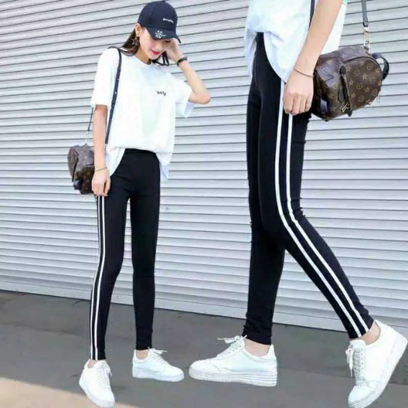 Scuba Pants/leajing stripe 2/ List Hitam Putih