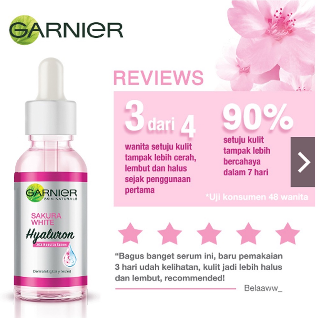 ❤ BELIA ❤ Garnier Serum Sakura White Hyaluron 30x Booster Serum 7.5mL | 30mL (✔️BPOM)