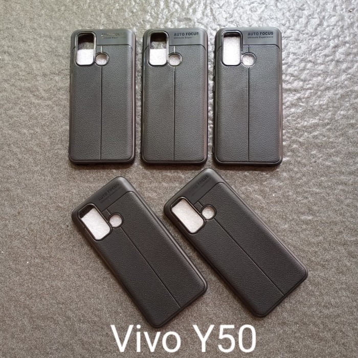 SILIKONE AUTO FOKUS LEATHER CASE KULIT BLACK FOR VIVO Y50 - VIVO Y30