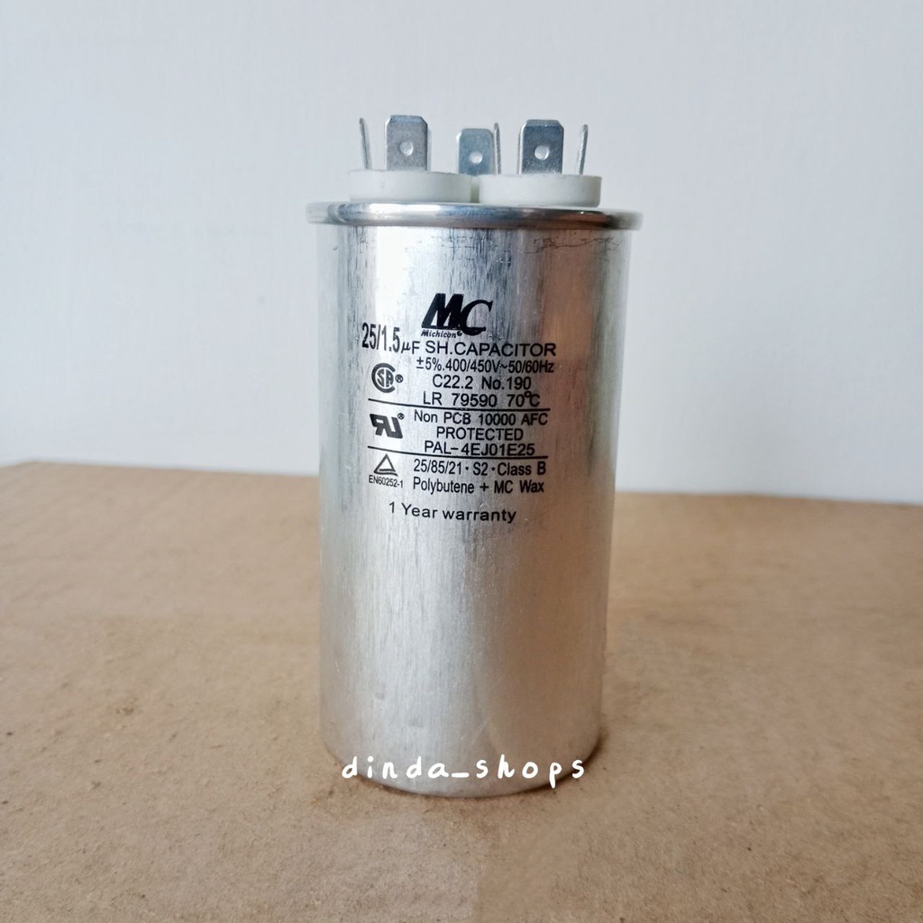 KAPASITOR AC / CAPACITOR AC LG 3 KAKI 25/1,5 uF (MERK MC) 25/1,5 MIKRO