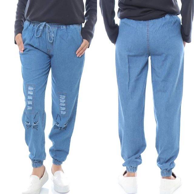 Jogger Pants Ripped Meong . Celana Jogger Ripped Kucing Murah
