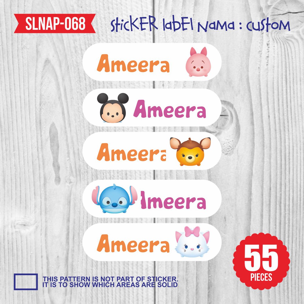 Stiker Label Nama Printing Murah Unik Lucu Waterproof ICON MINI