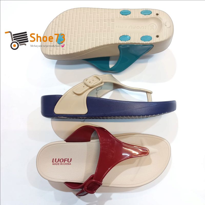 LUOFU E 7154 - A01S SIZE 36-40 ORIGINAL l Sandal jepit gesper jelly wanita l Sendal jepit cewek impor