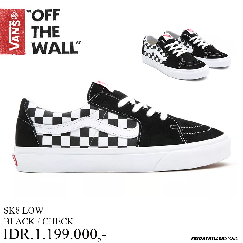 SEPATU VANS OFF THE WALL | SK8 LOW BLACK / CHECK