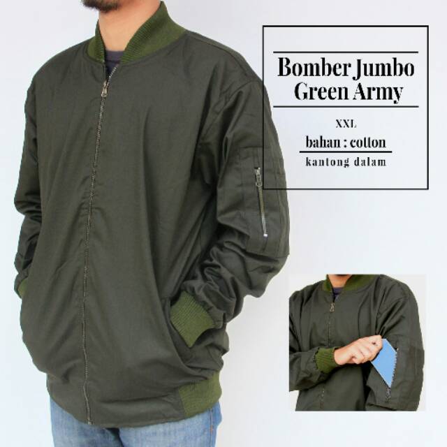 Jaket bomber jumbo ukuran XXL bahan Drill
