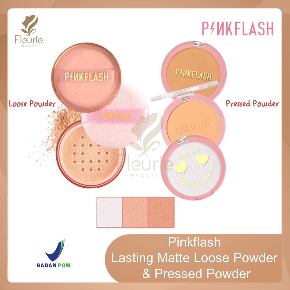 Pinkflash Lasting Matte Loose Powder /  Matte Matte Pressed Powder - Bedak Tabur / Bedak Padat  Longlasting Original BPOM