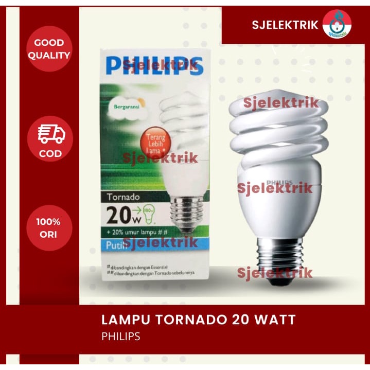 Lampu Philips Tornado 20 Watt Spiral 20 W Lampu Philip Tornado Spiral 20 Watt