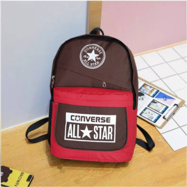 Ransel Pria Sablon All Star Tas Ransel Kasual Perjalanan Sekolah Laptop Pria Multifungsi Tahan Air Tas Oxford Ransel Olahraga Luar Ruangan Hitam