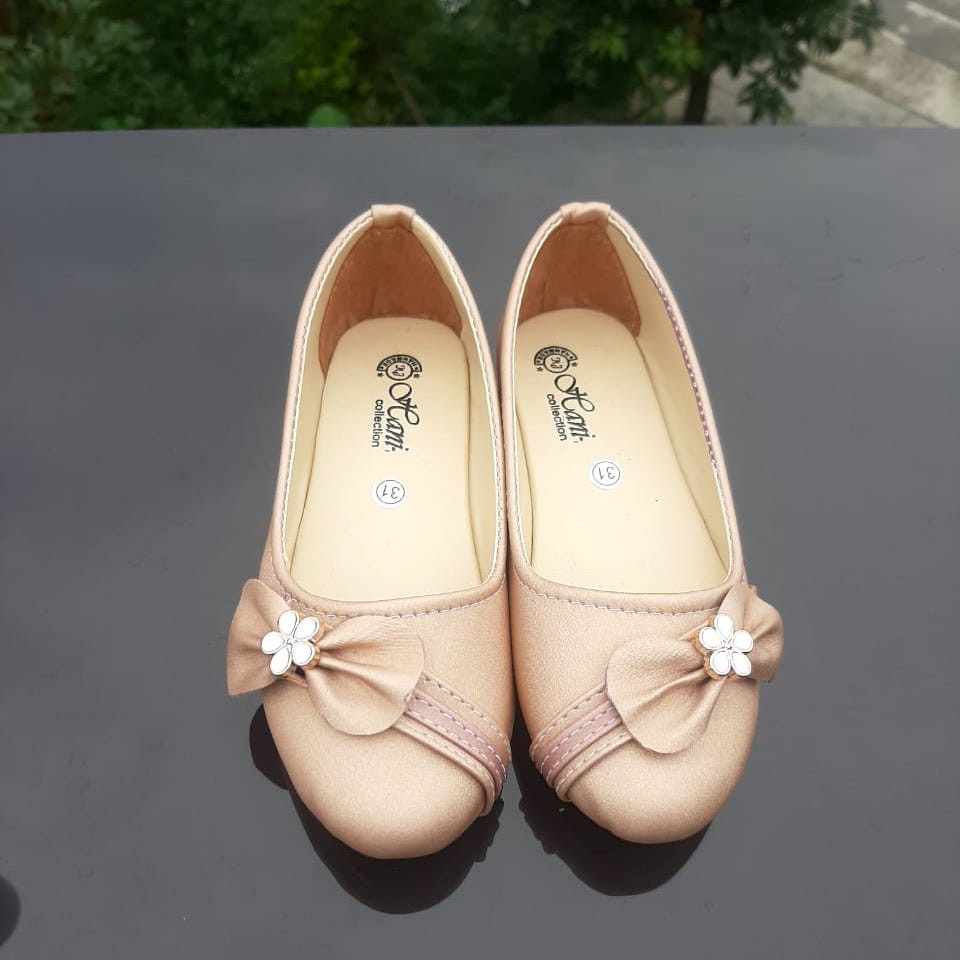 SBA02 Sepatu Balet, Flatshoes Anak Perempuan Umur 7 8 9 10 thn - Motif Pita with Bunga