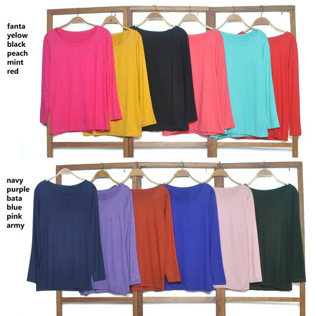 O-neck  polos tangan panjang jumbo/ baju polos jumbo/baju wanita murah