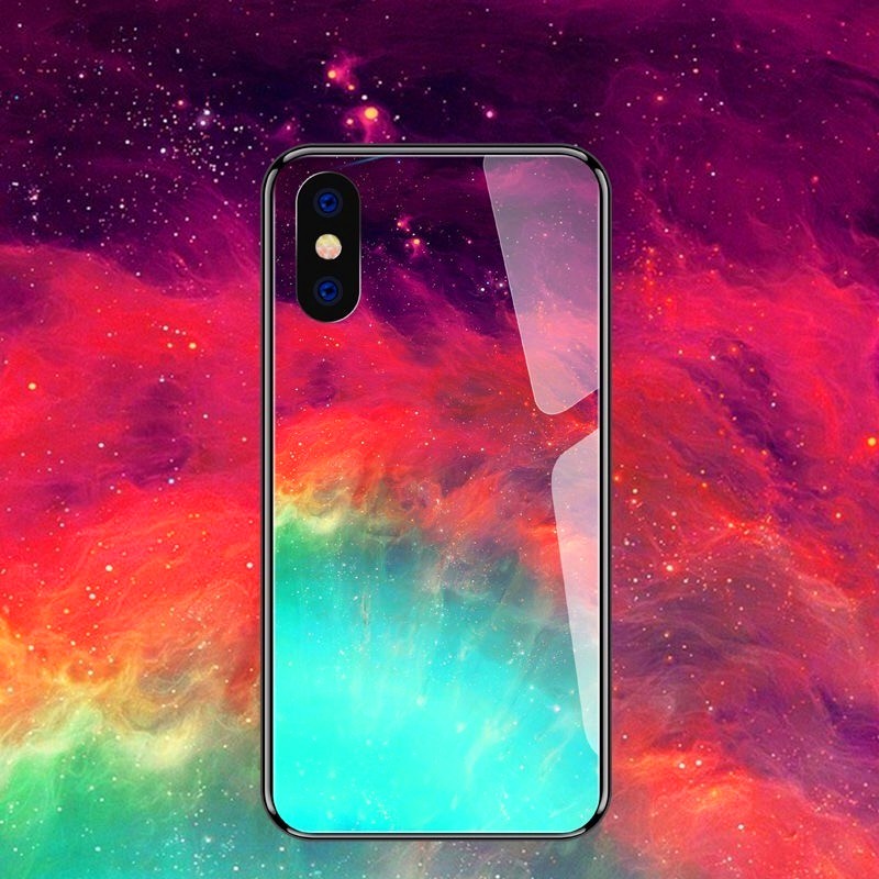 case iphone X iphone 6 XR XS MAX iphone 7 iphone 8 Tempered glass Night sky color iphone case