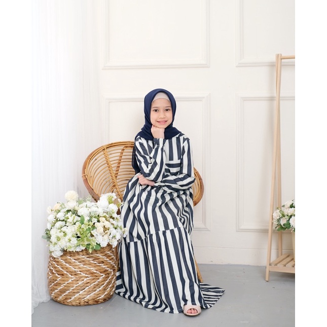 Gamis Anak Linen Salur