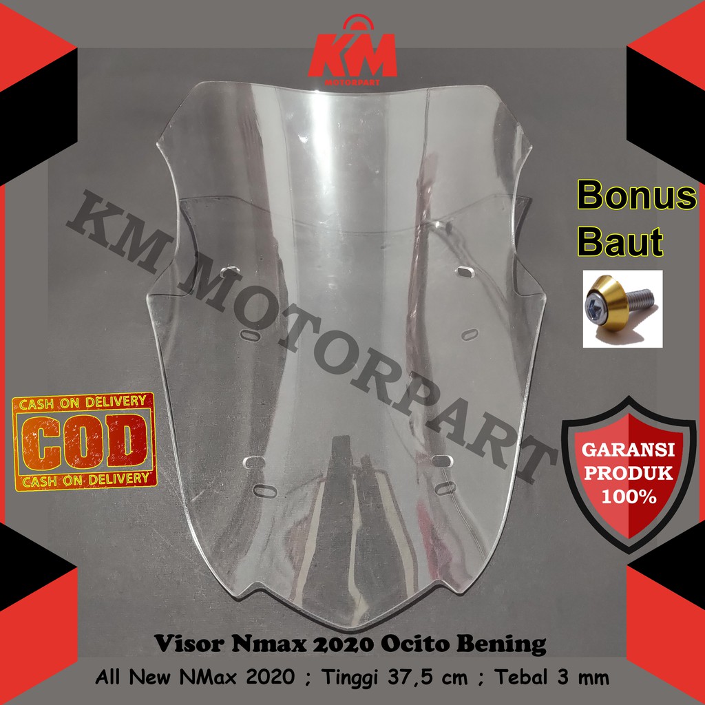 Visor Windshield NMax 2020 Ocito All New N Max Hitam dan Bening Tebal 3 mm &amp; 2 mm Bahan Mika Akrilik