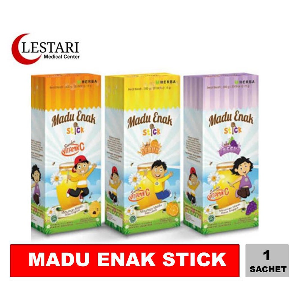 

Madu Anak + vit.C Enak Stick [Per Sachet] - Anggur / Orange / Original