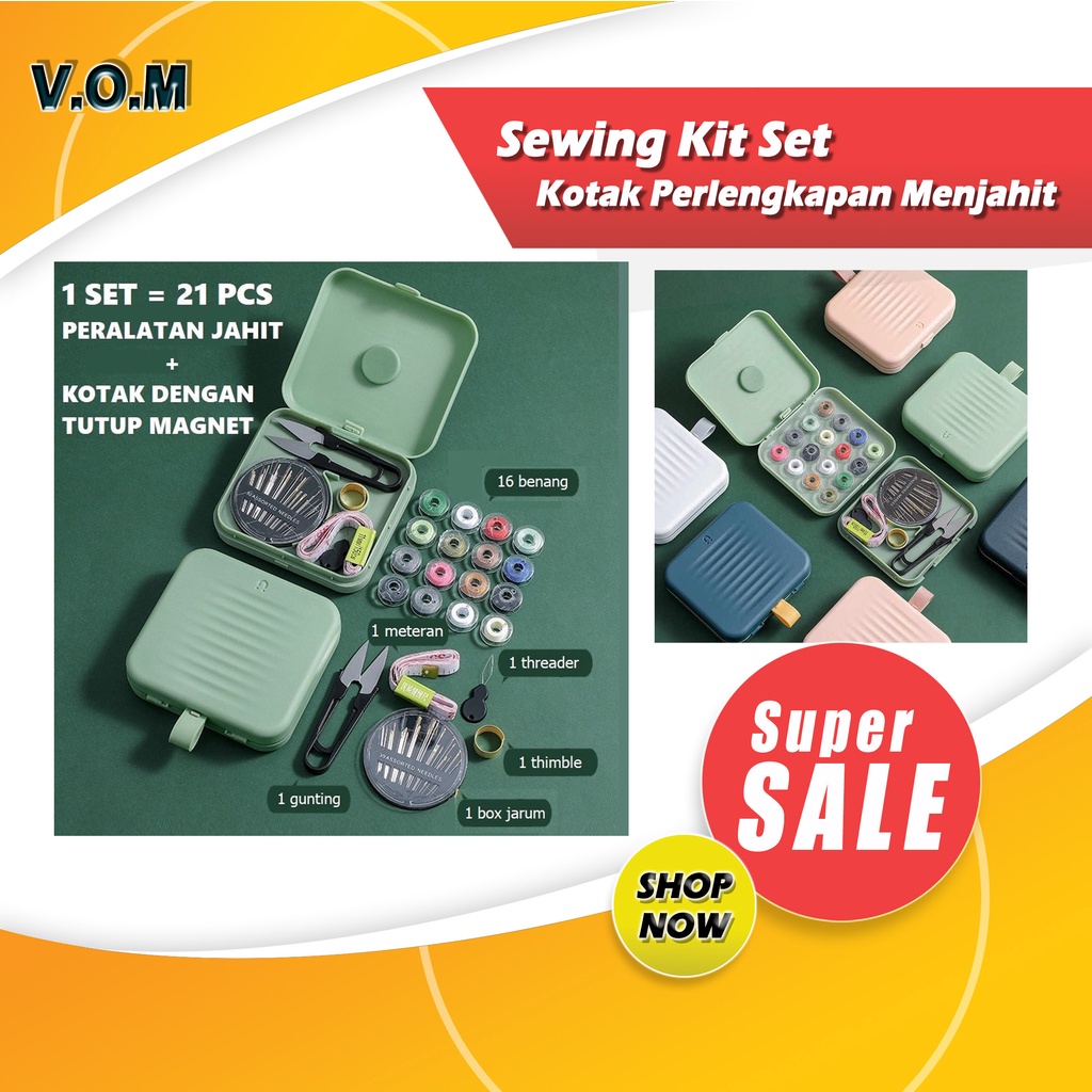 Sewing Kit Set Kotak Perlengkapan Menjahit Magnetic Benang Jarum Jahit