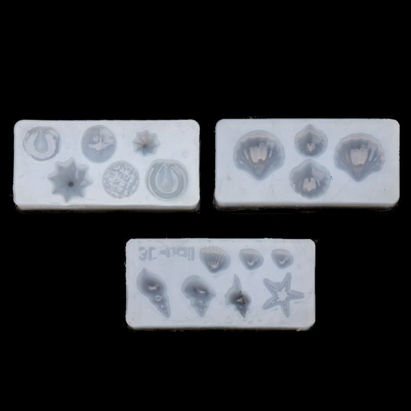 SIY  3Pcs DIY Conch Shell Starfish Shape Silicone Mold Nail Art Template Jewelry Make