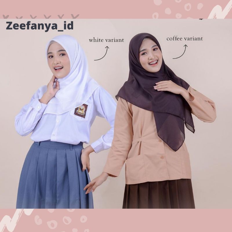 Hijab Bella Square Putih Osis Coklat Pramuka Kerudung Murah Sekolah Kekinian