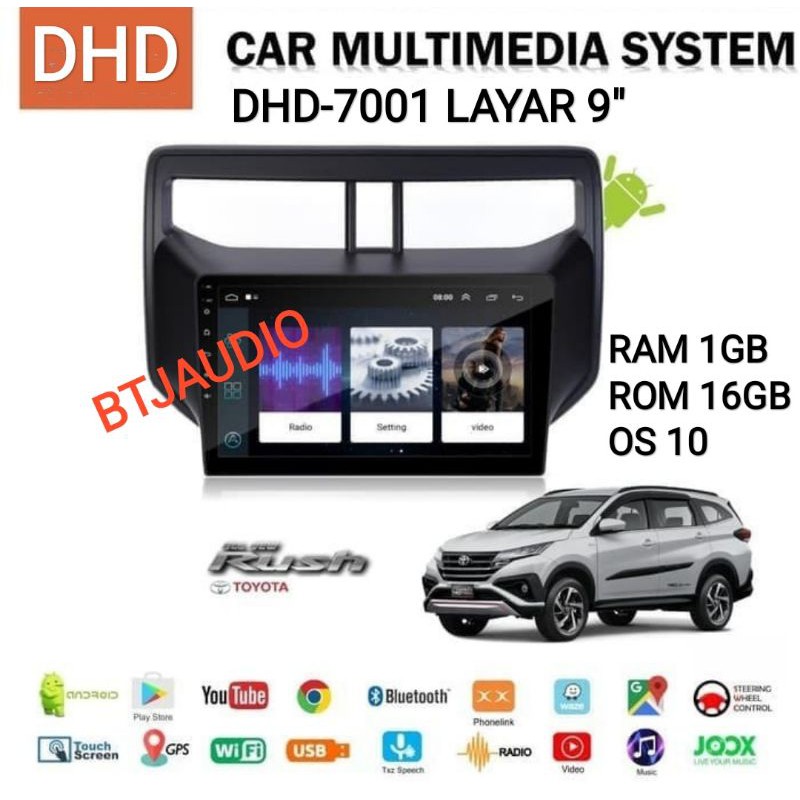 HEAD UNIT TAPE MOBIL ANDROID OEM TOYOTA ALL NEW RUSH/TERIOS 2018-NOW LAYAR 9 INCH