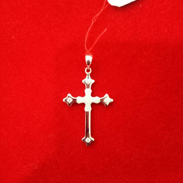 liontin salib perak murni