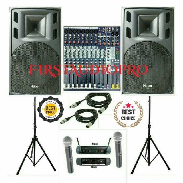 PAKET SOUND SYSTEM SPEAKER AKTIF HUPER 15 HA400 + MIXER SOUNDCRAFT EFX 8