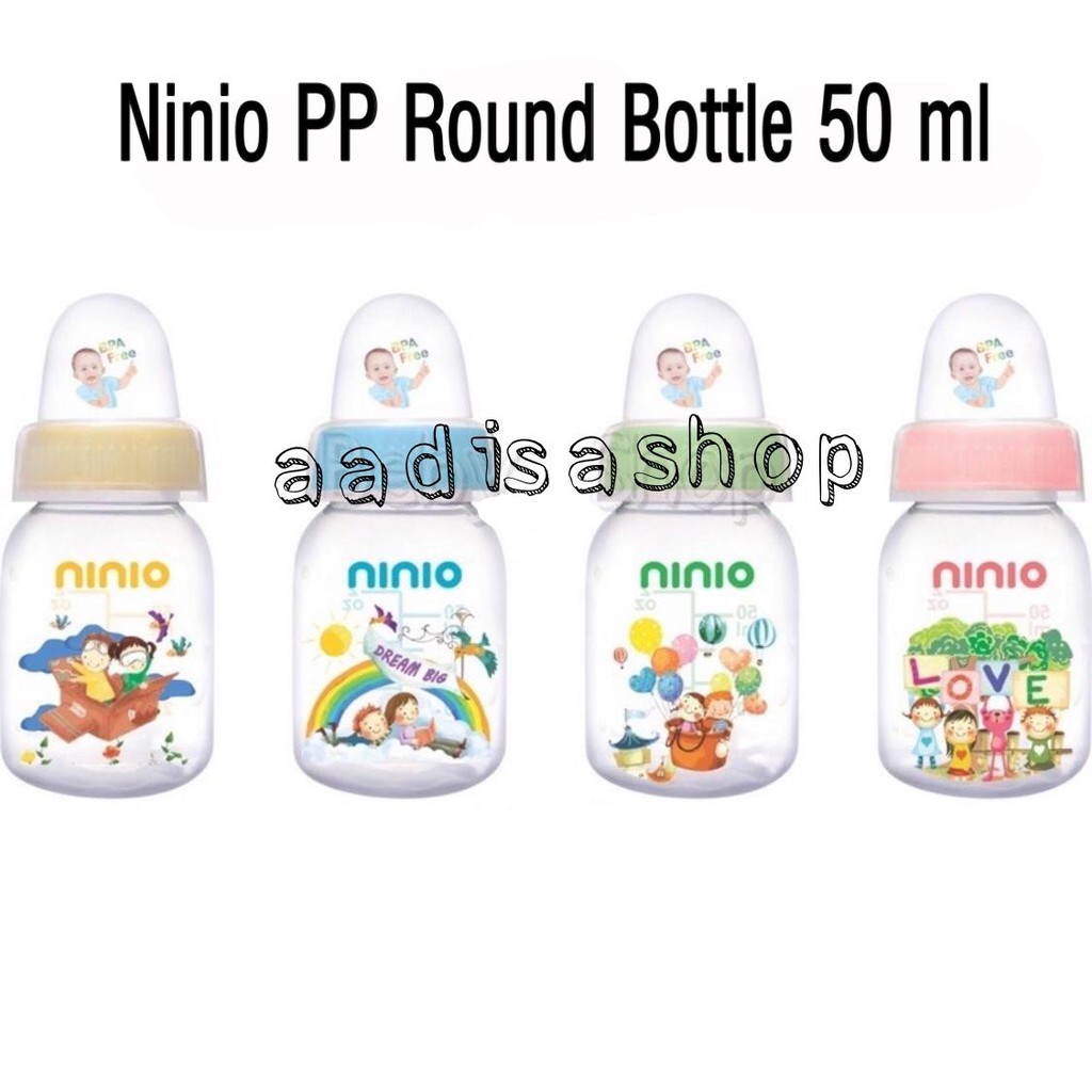 Ninio PP Round Bottle Botol Susu Asi Dot Bayi Anak 50 ml